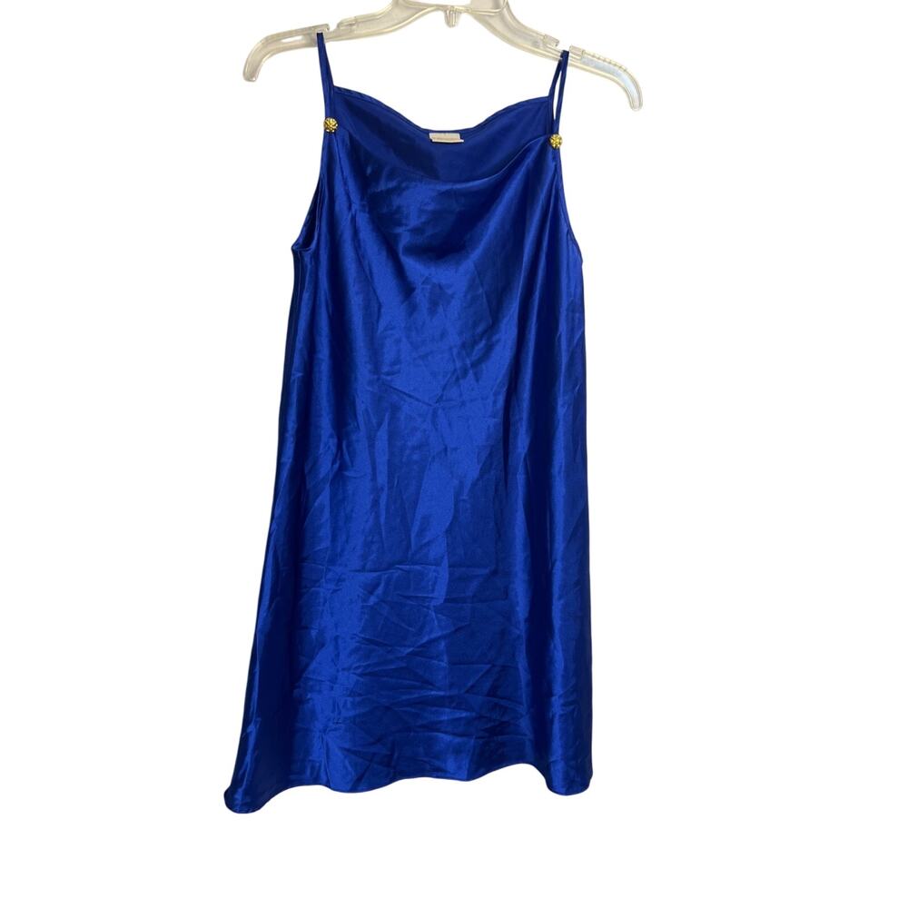 Initimate Style- Women's VINTAGE Satin Spaghetti Strap Nightgown - Sm Blue